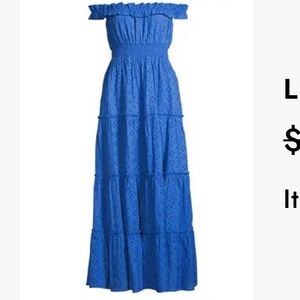 LAUNDRY BY SHELLI SEGALWomen's Off-the-shoulder Eyelet Maxi Dress Blue, size 10